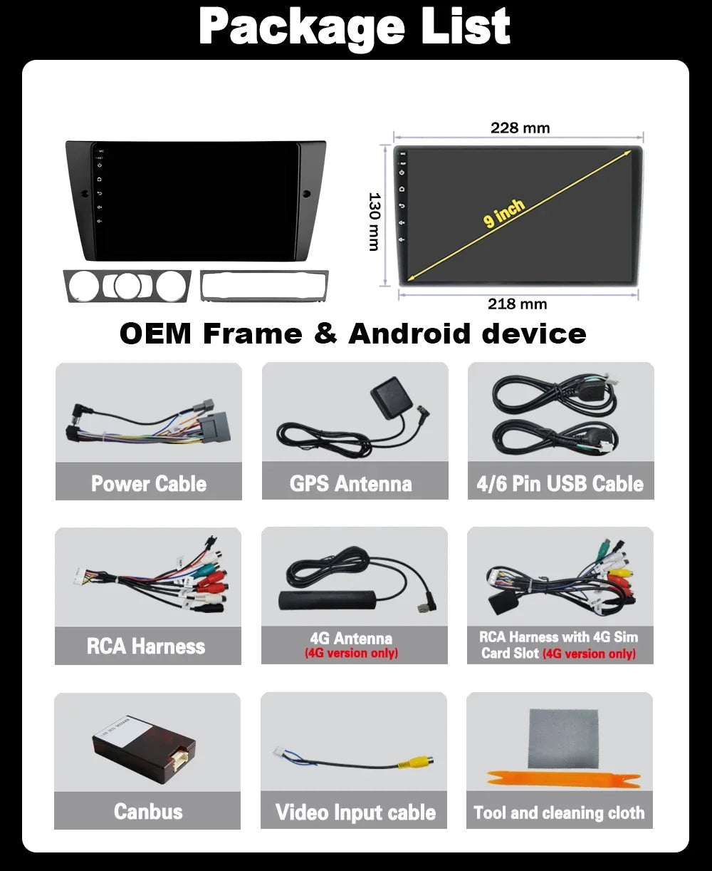 For BMW 3-Series E9X 2005-2013 Apple Carplay and Android Auto radio