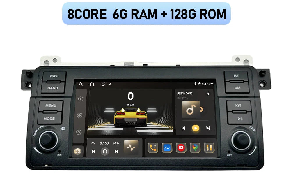 Wireless Carplay and Android Auto Head Unit for BMW 3 Series E46 (1999–2005)