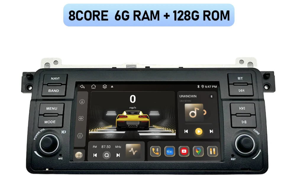 Wireless Carplay and Android Auto Head Unit for BMW 3 Series E46 (1999–2005)