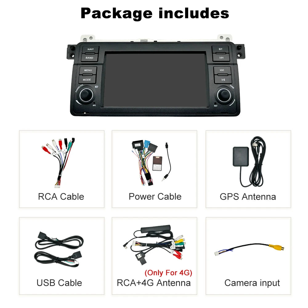 Wireless Carplay and Android Auto Head Unit for BMW 3 Series E46 (1999–2005)